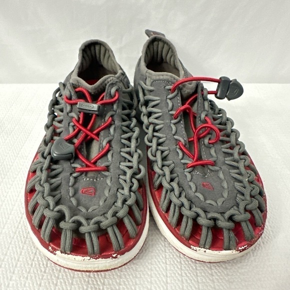 Keen Uneek Sandals Youth Boys Size 3 Gray Red Hiking Trail - Picture 2 of 10